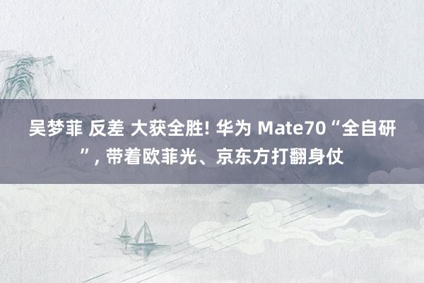 吴梦菲 反差 大获全胜! 华为 Mate70“全自研”， 带着欧菲光、京东方打翻身仗