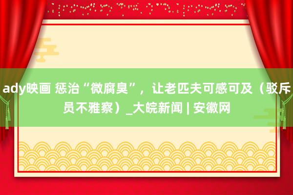 ady映画 惩治“微腐臭”，让老匹夫可感可及（驳斥员不雅察）_大皖新闻 | 安徽网