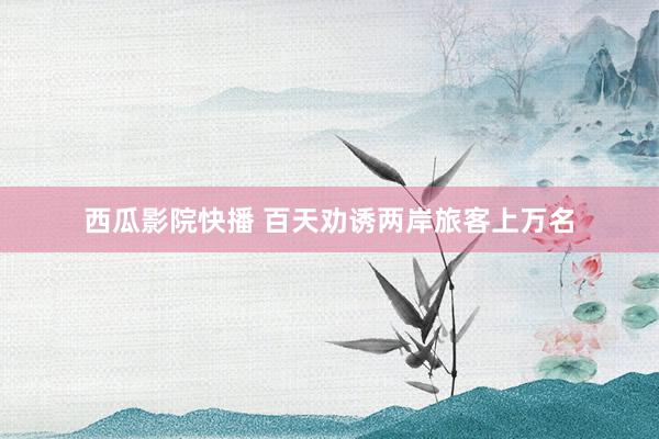 西瓜影院快播 百天劝诱两岸旅客上万名