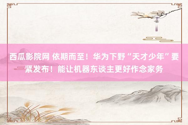 西瓜影院网 依期而至！华为下野“天才少年”要紧发布！能让机器东谈主更好作念家务