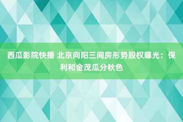 西瓜影院快播 北京向阳三间房形势股权曝光：保利和金茂瓜分秋色