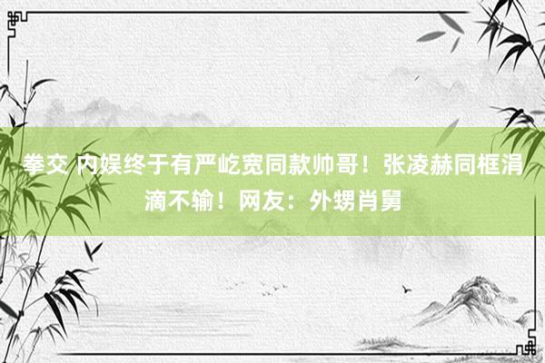 拳交 内娱终于有严屹宽同款帅哥！张凌赫同框涓滴不输！网友：外甥肖舅