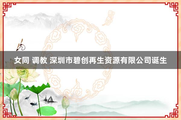 女同 调教 深圳市碧创再生资源有限公司诞生