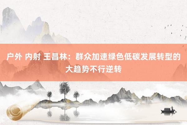 户外 内射 王昌林：群众加速绿色低碳发展转型的大趋势不行逆转