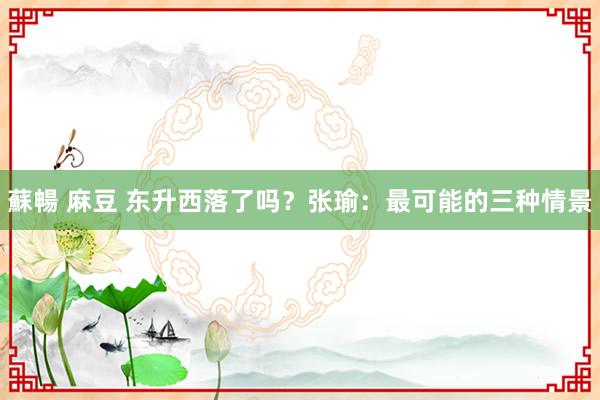 蘇暢 麻豆 东升西落了吗？张瑜：最可能的三种情景