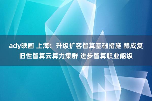 ady映画 上海：升级扩容智算基础措施 酿成复旧性智算云算力集群 进步智算职业能级