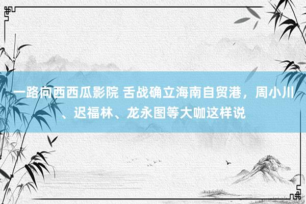 一路向西西瓜影院 舌战确立海南自贸港，周小川、迟福林、龙永图等大咖这样说
