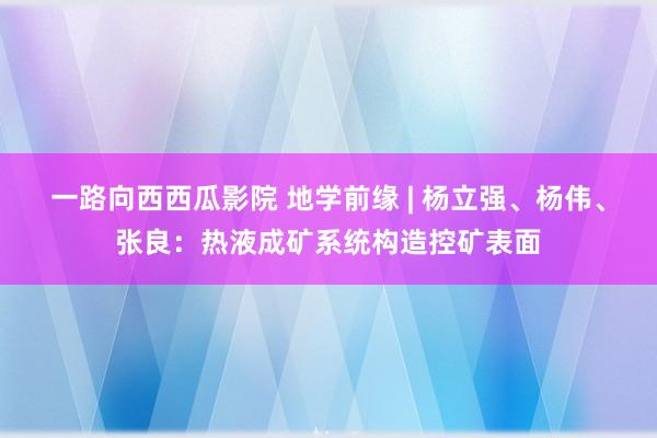 一路向西西瓜影院 地学前缘 | 杨立强、杨伟、张良：热液成矿系统构造控矿表面