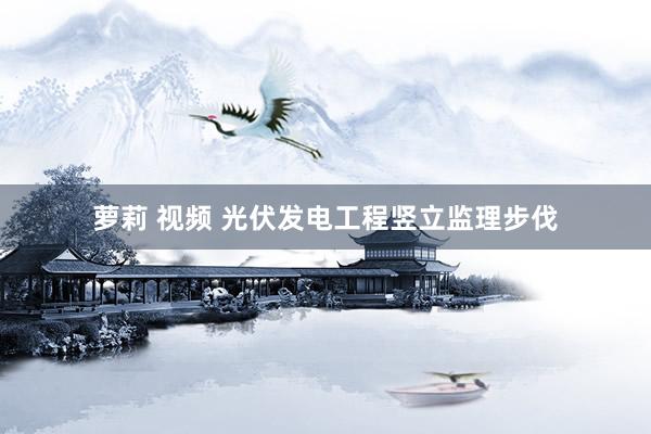 萝莉 视频 光伏发电工程竖立监理步伐