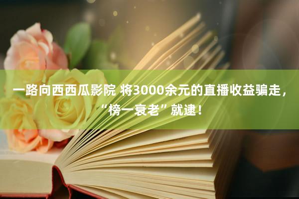 一路向西西瓜影院 将3000余元的直播收益骗走，“榜一衰老”就逮！