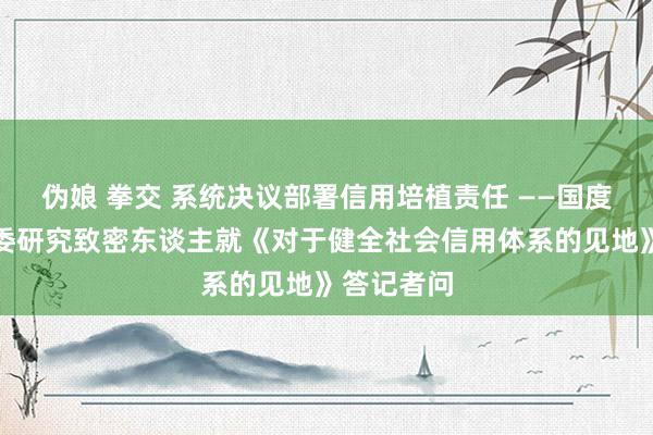 伪娘 拳交 系统决议部署信用培植责任 ——国度发展改变委研究致密东谈主就《对于健全社会信用体系的见地》答记者问