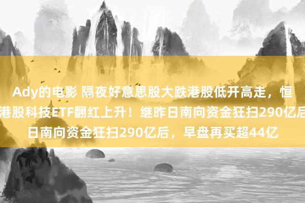 Ady的电影 隔夜好意思股大跌港股低开高走，恒科从跌幅2%转涨，港股科技ETF翻红上升！继昨日南向资金狂扫290亿后，早盘再买超44亿