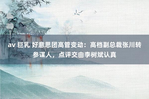 av 巨乳 好意思团高管变动：高档副总裁张川转参谋人，点评交由李树斌认真