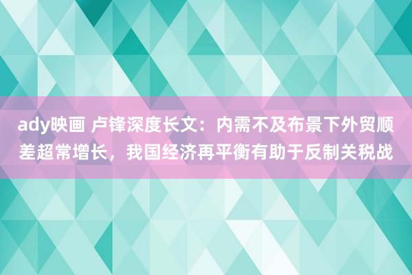 ady映画 卢锋深度长文：内需不及布景下外贸顺差超常增长，我国经济再平衡有助于反制关税战