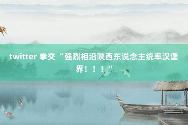 twitter 拳交 “强烈相沿陕西东说念主统率汉堡界！！！”