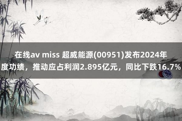 在线av miss 超威能源(00951)发布2024年度功绩，推动应占利润2.895亿元，同比下跌16.7%