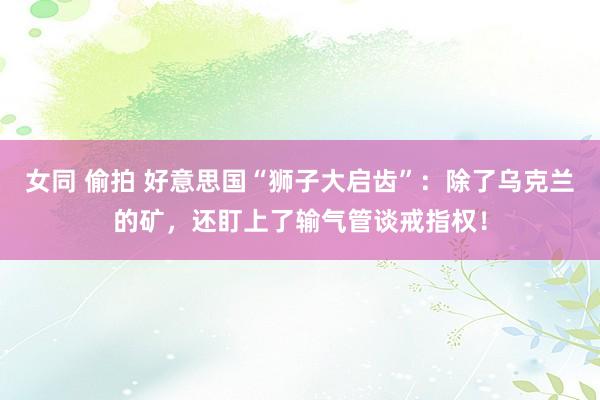 女同 偷拍 好意思国“狮子大启齿”：除了乌克兰的矿，还盯上了输气管谈戒指权！