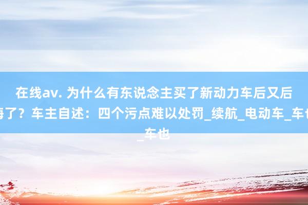 在线av. 为什么有东说念主买了新动力车后又后悔了？车主自述：四个污点难以处罚_续航_电动车_车也