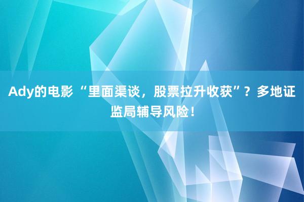 Ady的电影 “里面渠谈，股票拉升收获”？多地证监局辅导风险！
