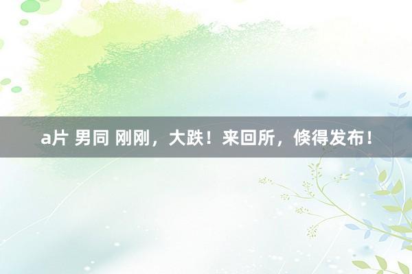 a片 男同 刚刚，大跌！来回所，倏得发布！